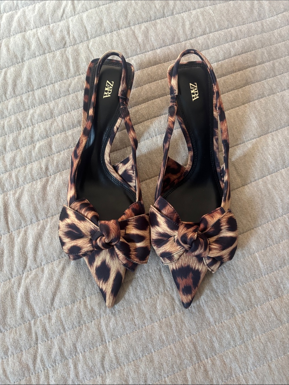Zara Leopard-Print Pointed Slingback Pumps in Brown and Black